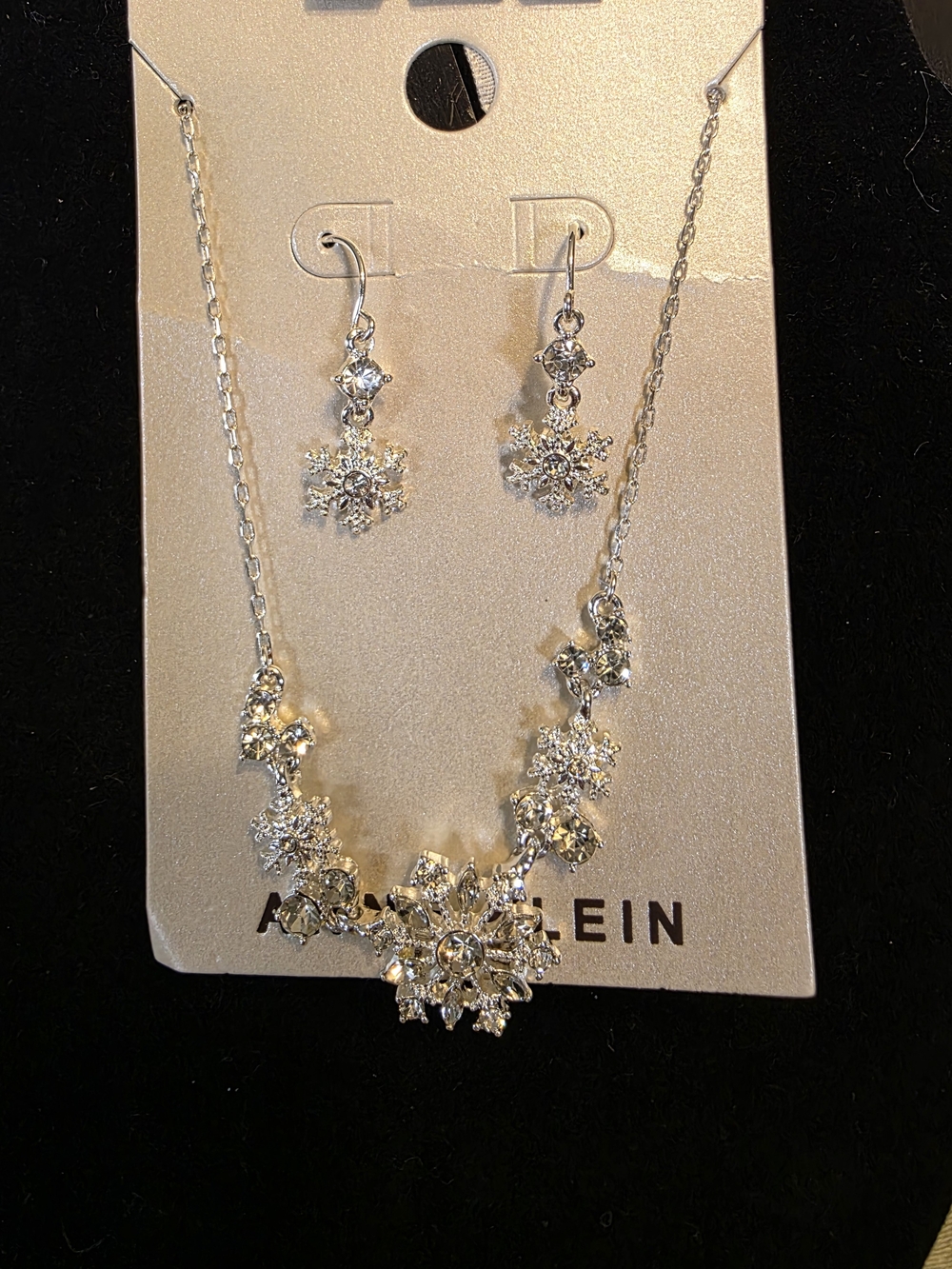 #326 Anne Klein Silver Snowflake Necklace and Earrings Set